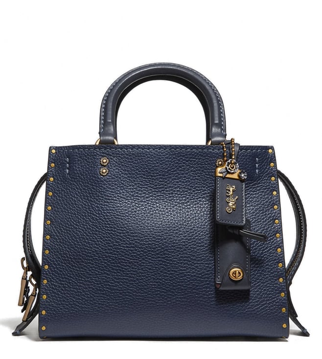 Buy Coach Dark Midnight Navy Rogue 25 Textured Satchel for