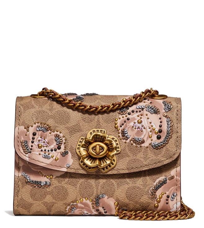 Coach parker 18 in 2025 embellished signature rose print