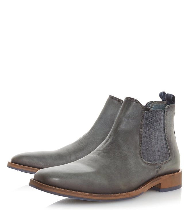 Dune London Grey Leather Conor Boots 