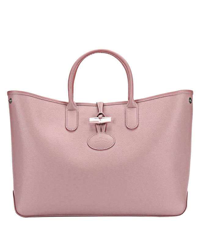 Longchamp Roseau Leather Tote in Pink