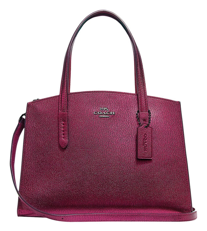 Factory Coach Charlie Satchel Bag (METALLIC BERRY)