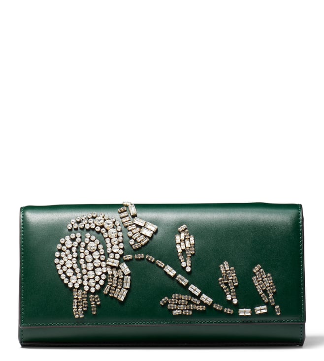 Buy MICHAEL Michael Kors Racing Green Bellamie Clutch for Women Online @  Tata CLiQ Luxury