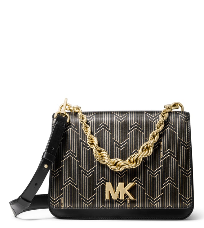 Buy MICHAEL Michael Kors Black Gold Mott Medium Cross Body Bag for Women Online Tata CLiQ Luxury