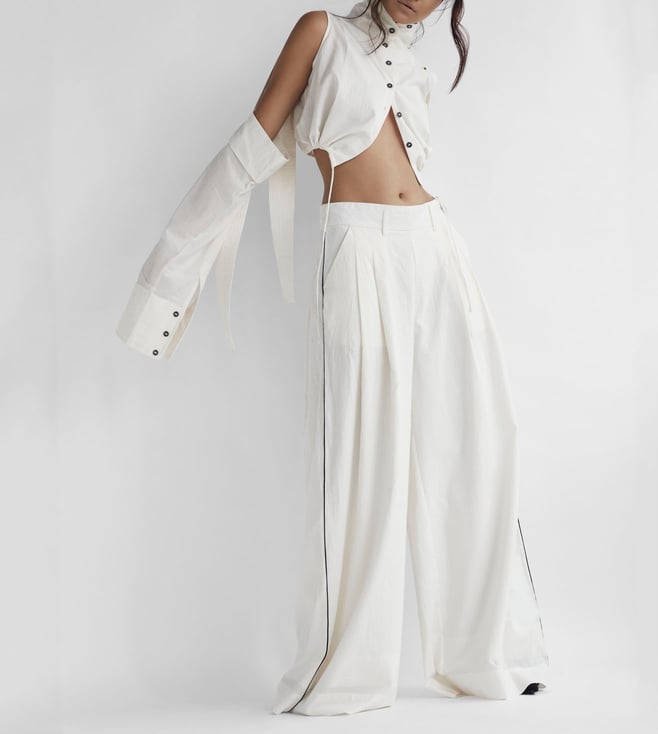 Buy Chola White Crop Shirt With Detachable Sleeves for Women Online Tata CLiQ Luxury