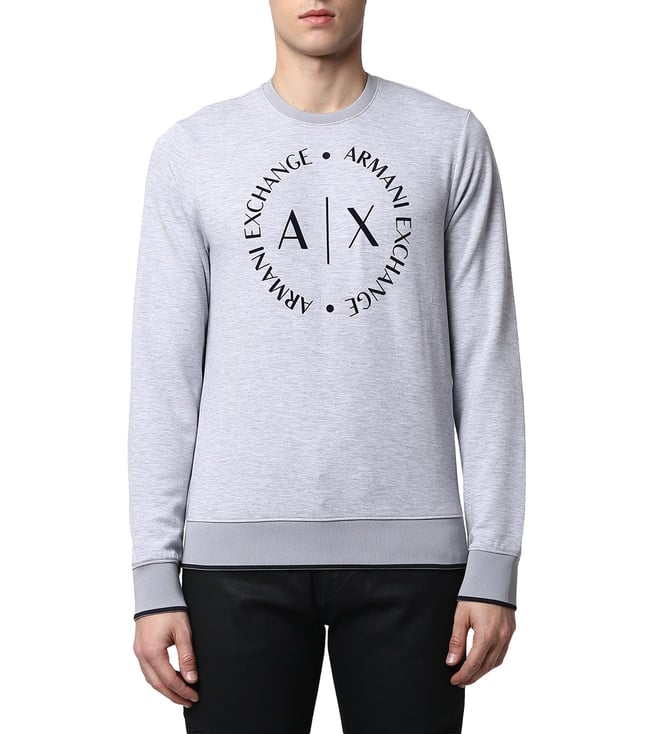 Buy Armani Exchange Heather Grey Classic Circle Logo Sweater for Men Online  @ Tata CLiQ Luxury