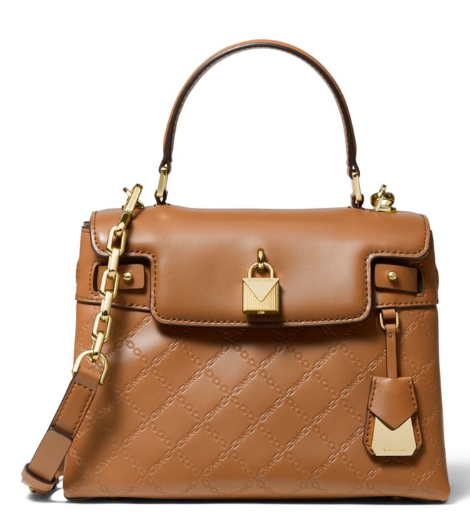 michael michael kors gramercy polished leather top handle satchel