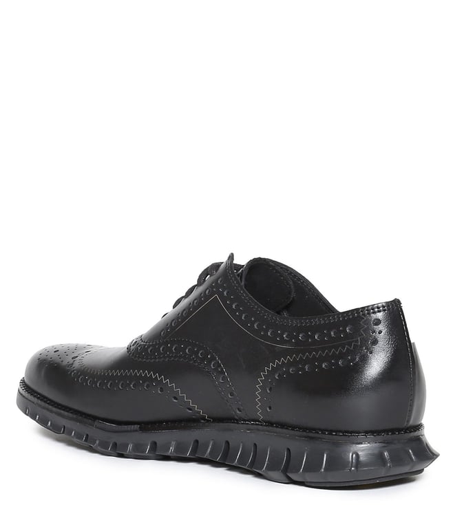 Buy Cole Haan Black Zerogrand Wingtip Leather Derby Shoes for Men ...