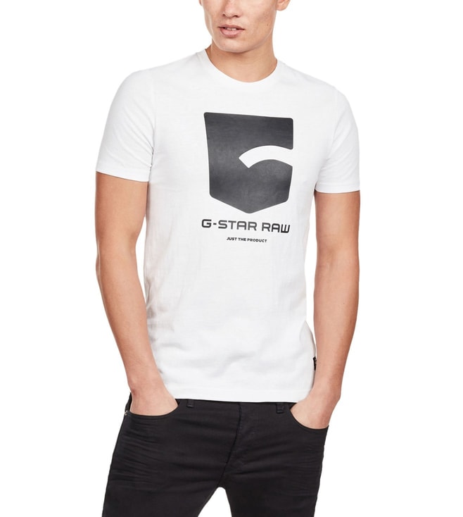 G-Star RAW White Logo Slim Fit T-Shirt 