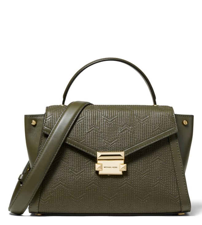 Buy MICHAEL Michael Kors Olive Whitney Medium Top Handle Satchel for Women Online Tata CLiQ Luxury