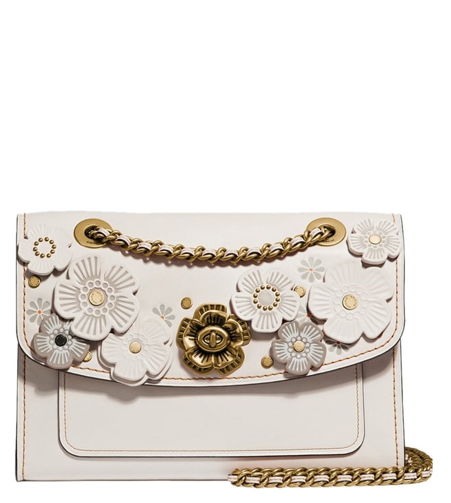 Buy Coach Chalk Brass Parker Tea Rose Applique Shoulder Bag for