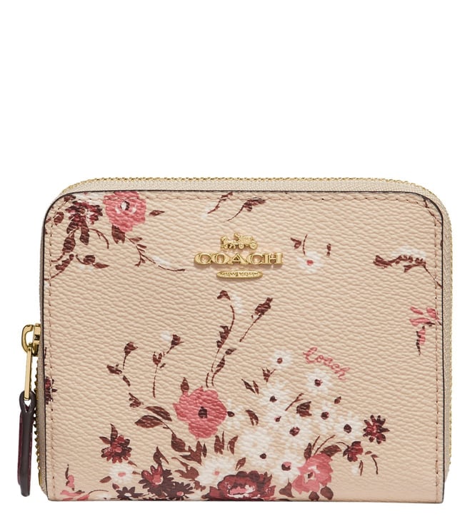 Buy Coach Brass Tan Medium Logo Floral Zip Around Wallet for Women Online @  Tata CLiQ Luxury