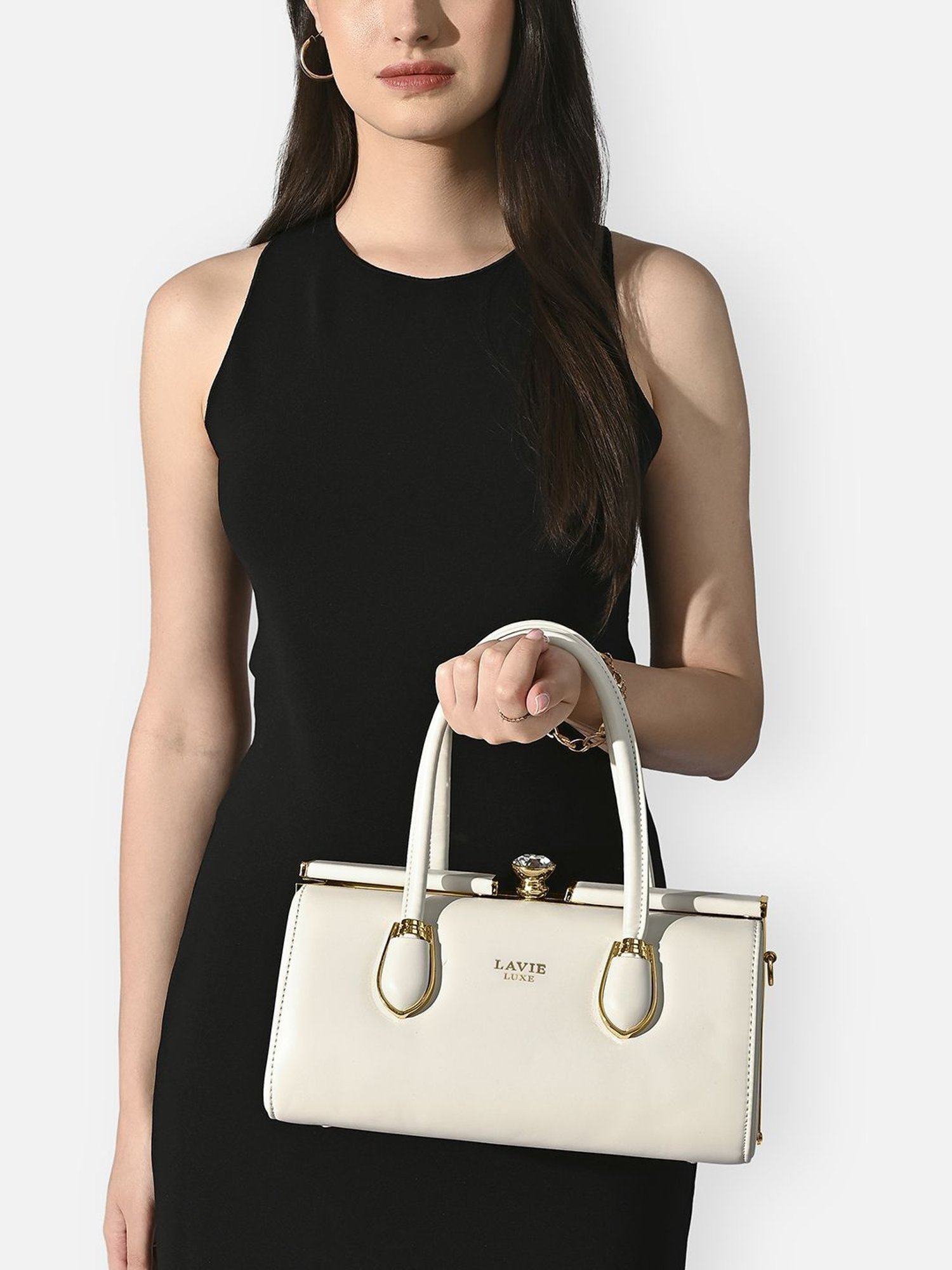 LAVIE LUXE Off White Dazzle26 Medium Leather Satchel