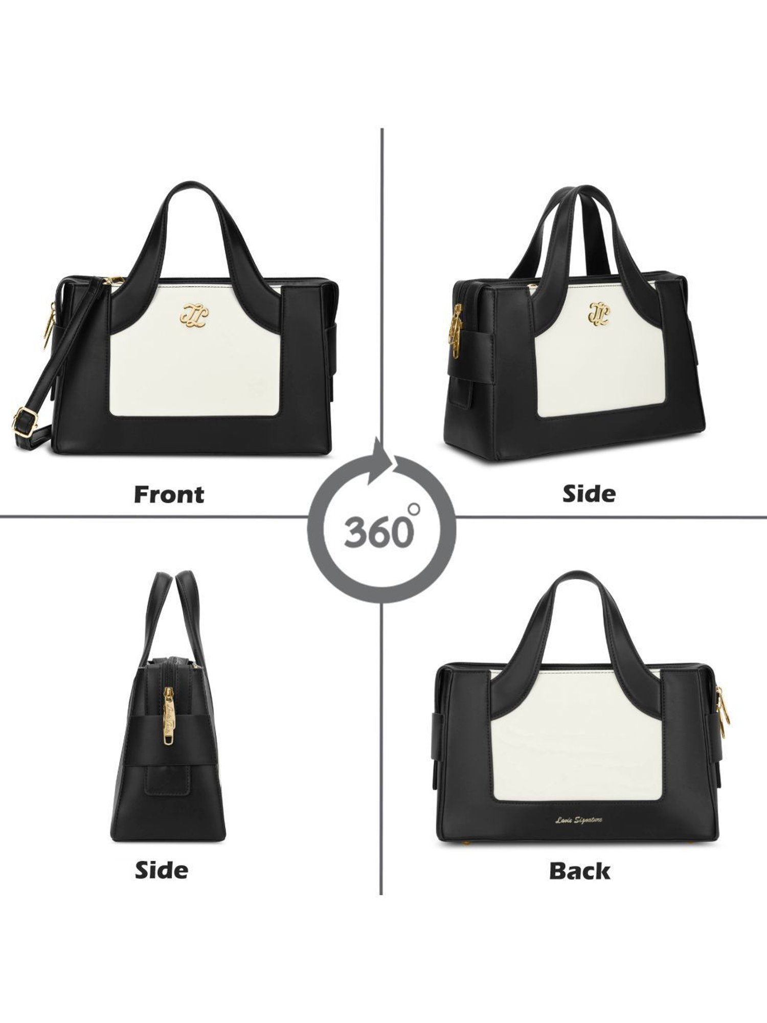 LAVIE Signature Black Olympia Colourblocked Medium Leather Satchel