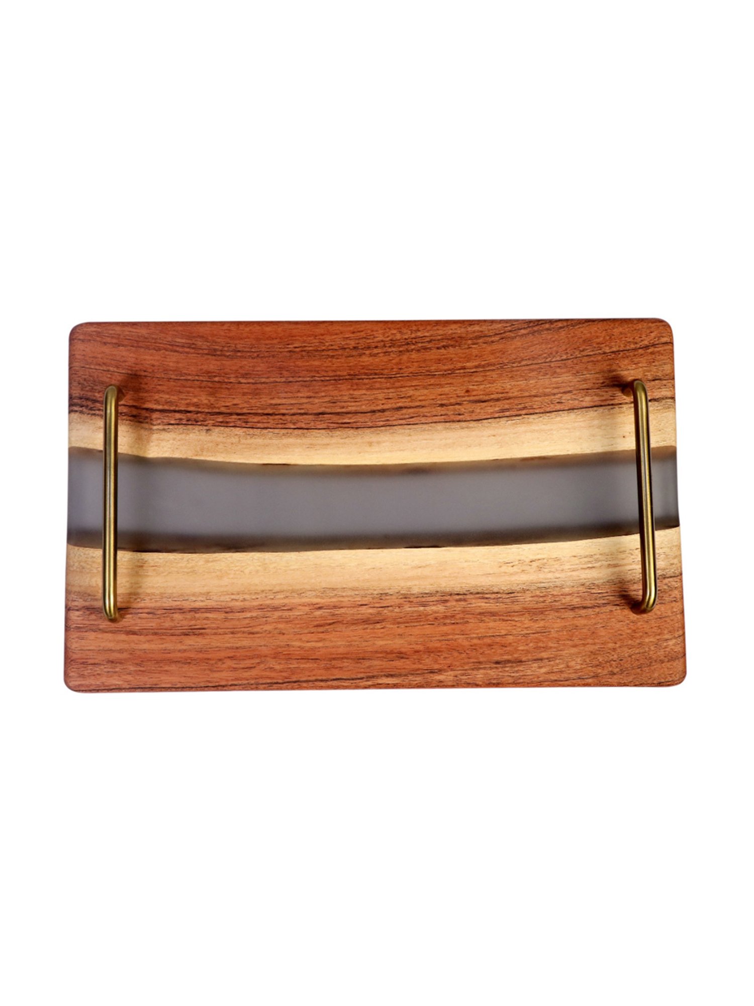 IGT WOOD TRAY Wウッドトレー W竹 CK-030 ① Buy Wewood Brown Wood Handcrafted Tray with Gold Handles at Best
