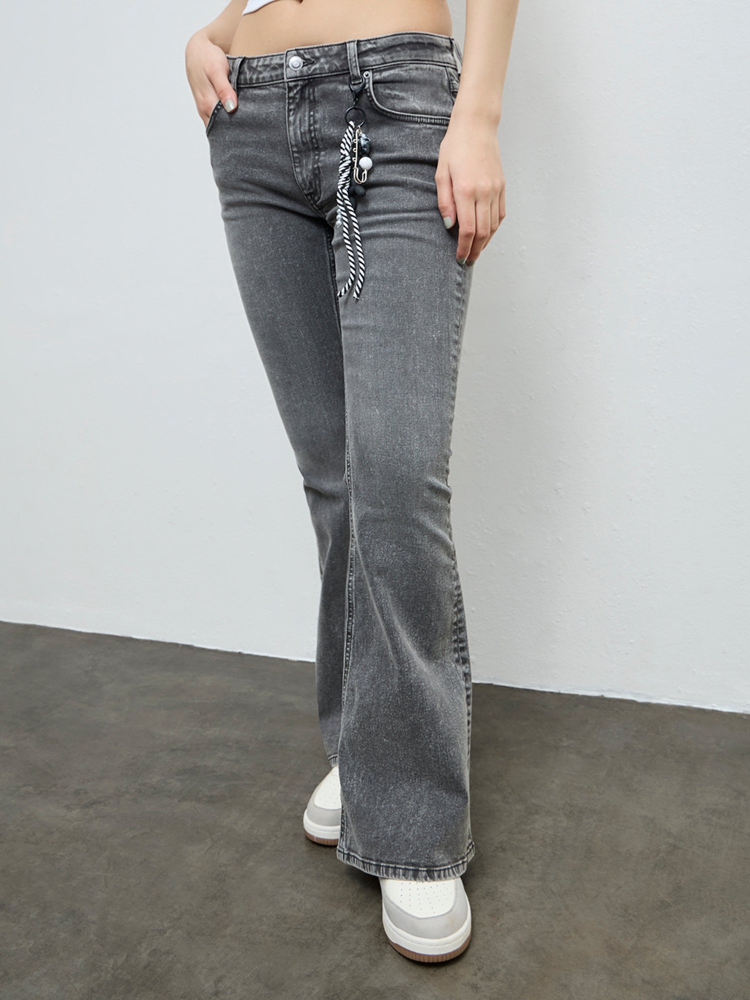 Nuon by Westside Grey High-Rise Flared Jeans