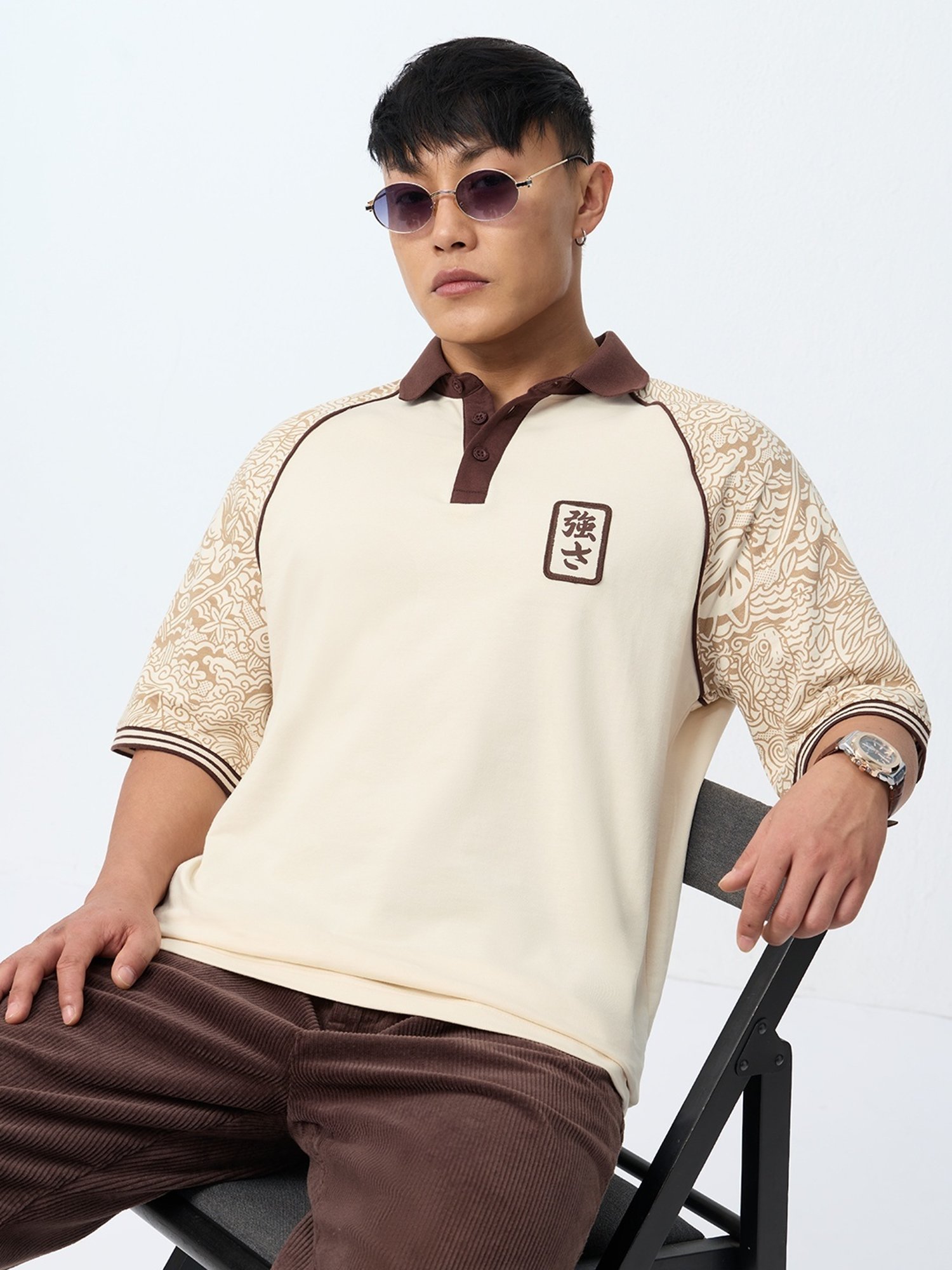 The Souled Store Oversized Japan Oversized Polo T-Shirt
