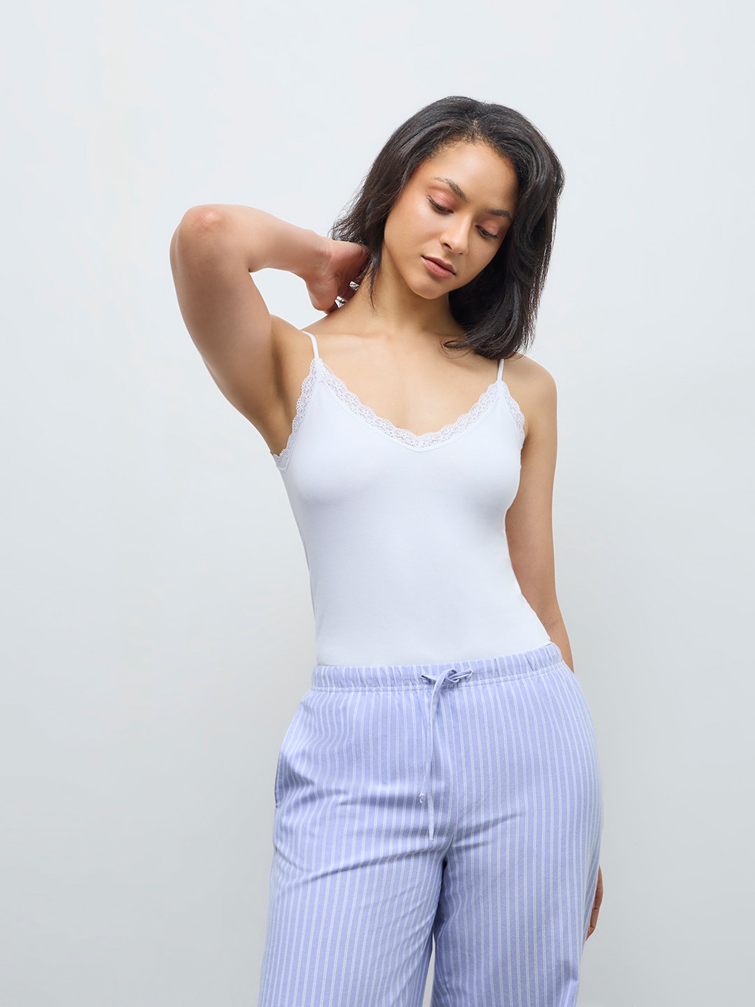 Wunderlove by Westside White Lace-Detailed Cotton-Blend Camisole