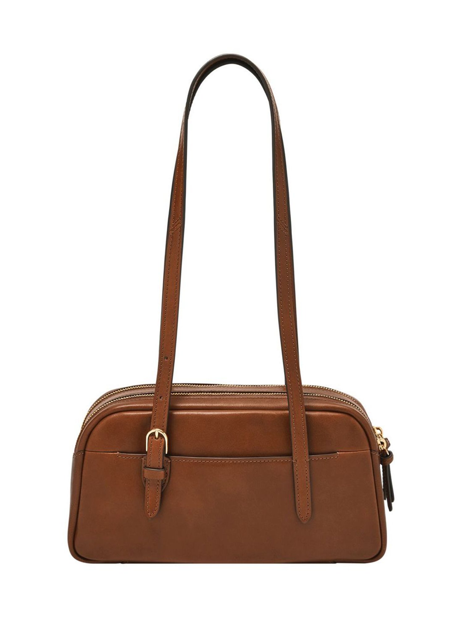 Fossil Brown Danni Woven Design Medium Leather Shoulder Bag
