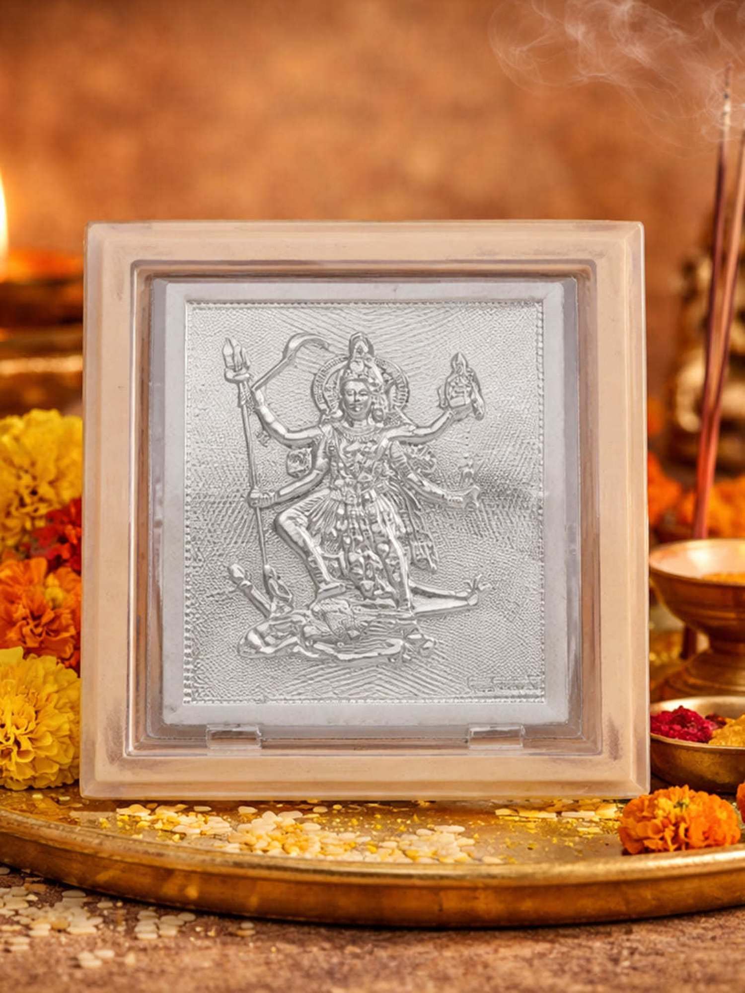 P.N.Gadgil Jewellers 925 Sterling Silver Kali Silver Frame Divine