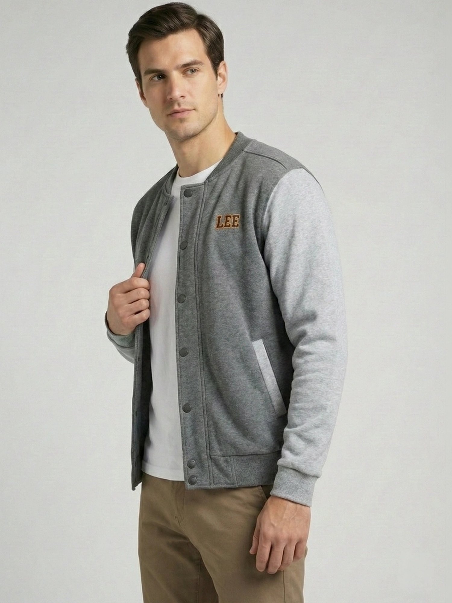 Lee Grey Regular Fit Printed Jacket