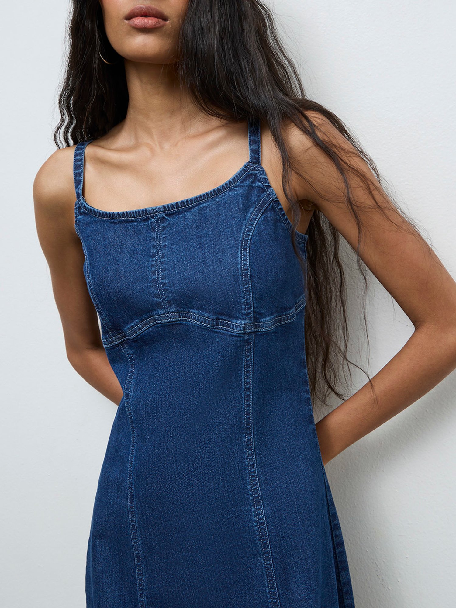 nuon denim dress Buy Nuon Blue Faded Denim A-Line Dress from Westside