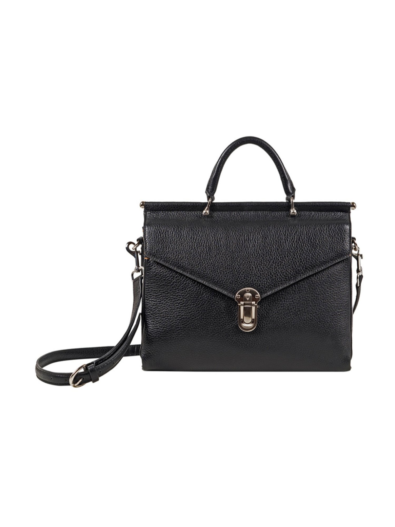 Hidesign Black Kowloon 01 Medium Leather Saddle Bag