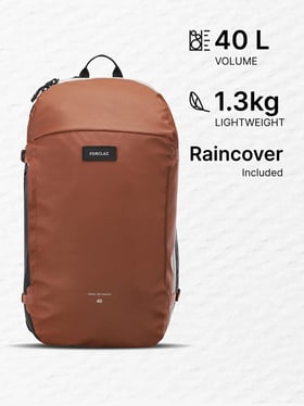 Forclaz - Adults Orange Travel 500 Hiking Organizer Backpacks 40L
