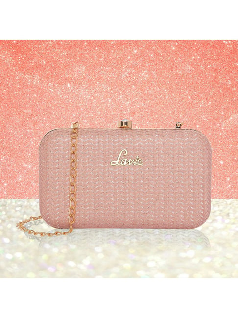 Buy Lavie Sparkle Frame Pink Synthetic Clutch For Women At Best
