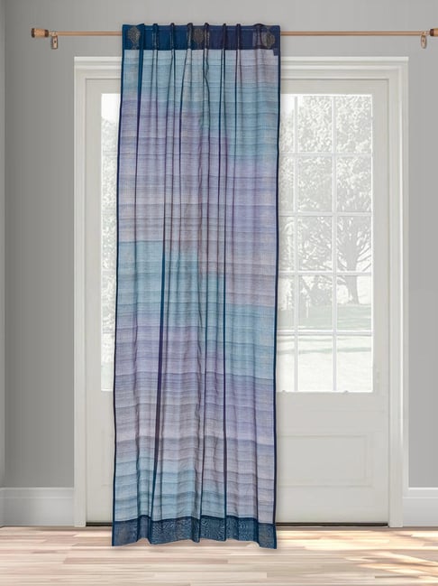 Fabindia Home Printed Blue Cotton Silk 7 ft Door Curtain-image-39