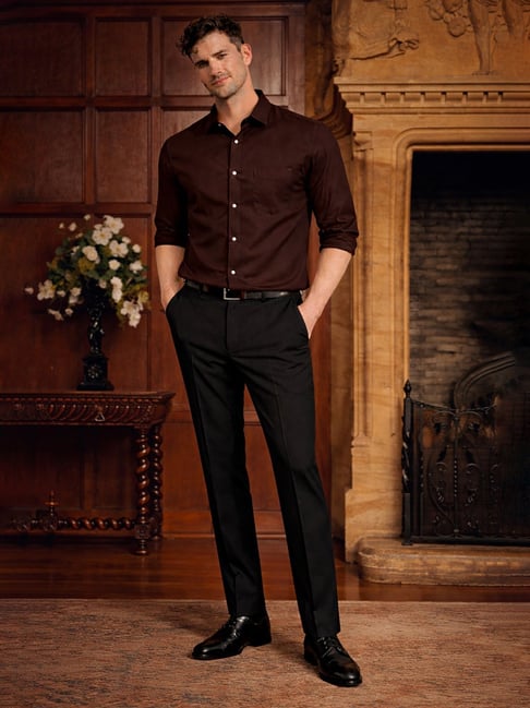 Louis Philippe Black Regular Fit Trousers