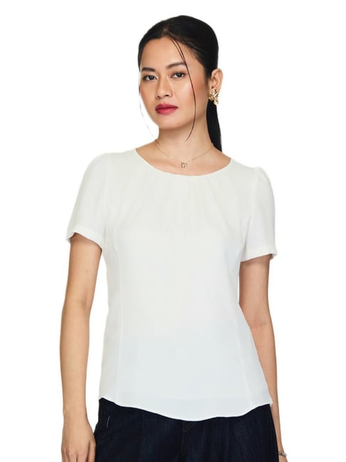 Roem Ivory Frill Ribbon Regular Fit Top