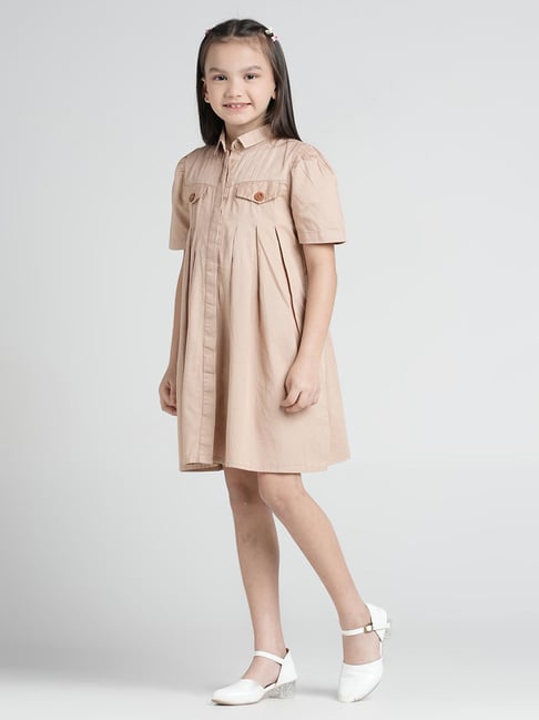 Under Fourteen Only Girls Khaki Regular Fit Dress-picture-14
