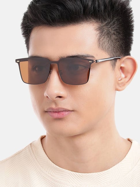 Carlton London Brown Polarised and UV Protected Lens Aviator Sunglasses for Men-image-44