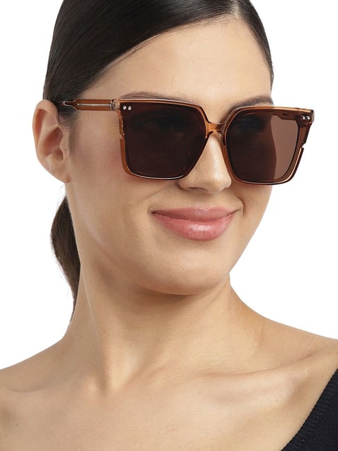 Carlton London Brown Polarised and UV Protected Lens Rectangular Sunglasses for Women-image-40