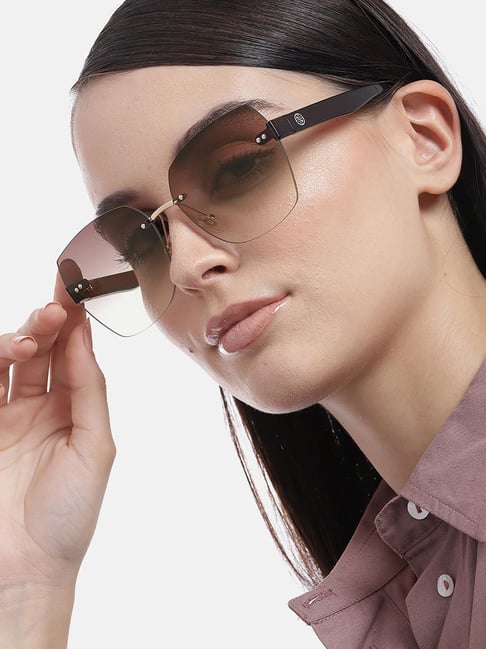 Carlton London Brown UV Protection Oversize Irregular Sunglasses for Women-image-37