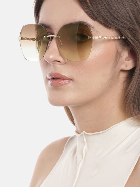 Carlton London Brown UV Protection Oversize Irregular Sunglasses for Women-image-39