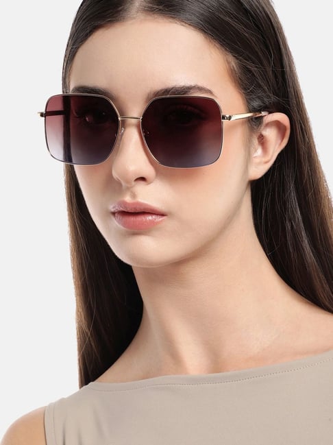 Carlton London Brown Polarised and UV Protected Lens Oversize Irregular Sunglasses for Women-image-41