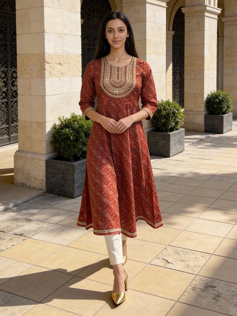Rangita Maroon Zari Kurta