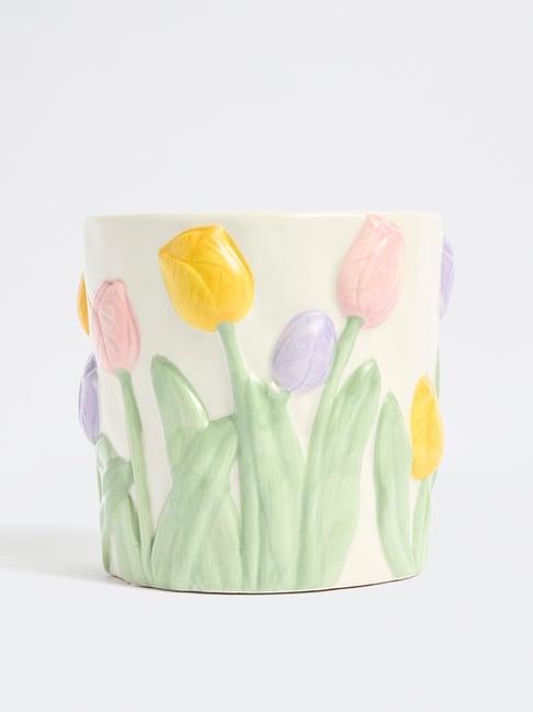 Westside Home White Ceramic Flower Pot