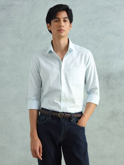 Arrow Light Blue Cotton Slim Fit Shirt-picture-10