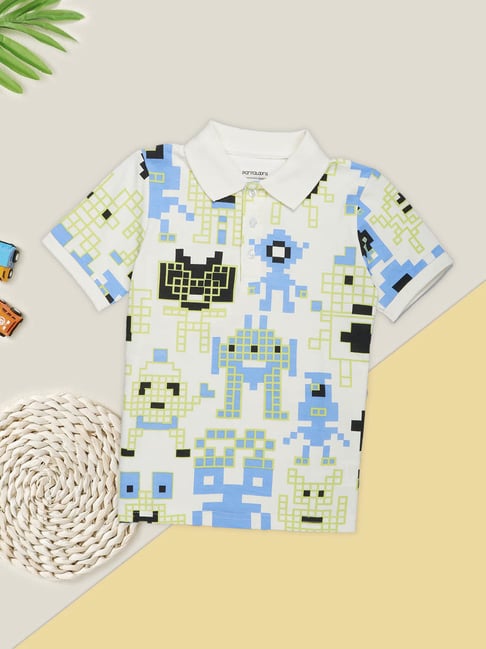 Pantaloons Junior Boys Snow White Printed Polo T-Shirt