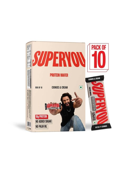 Super You Protein Wafer Bars Cookies & Cream - Pack of 10