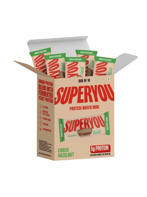 Super You Protein Wafer Bars Mini Choco Hazelnut - Pack of 10