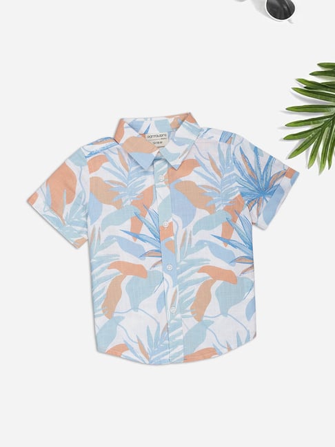 Pantaloons Baby Boys Bright White Printed Shirt