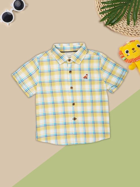 Pantaloons Baby Boys Pale Banana Checks Shirt