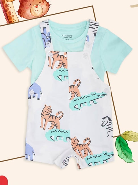 Pantaloons Baby Boys Snow White Printed Dungaree Set