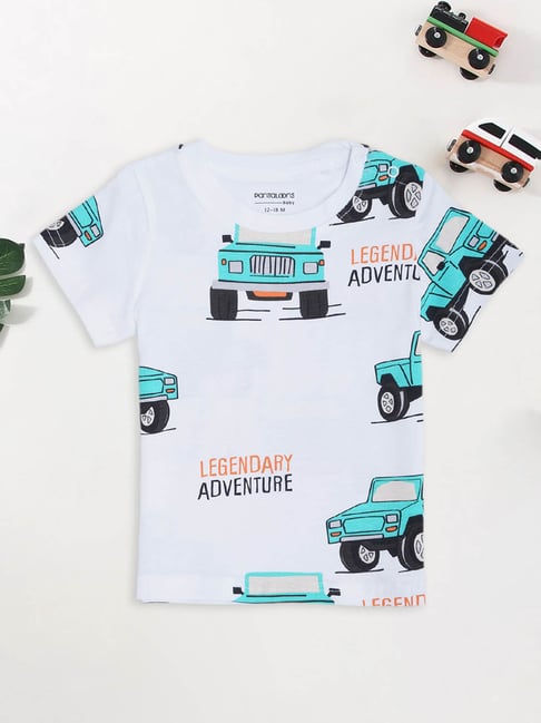 Pantaloons Baby Boys Bright White Printed T-Shirt