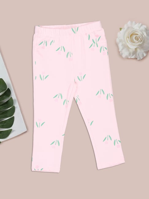 Pantaloons Baby Girls Pink Floral Print Jeggings