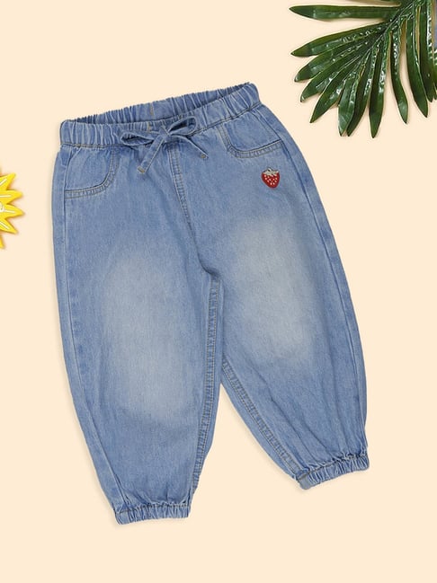 Pantaloons Baby Girls Starlight Blue Joggers