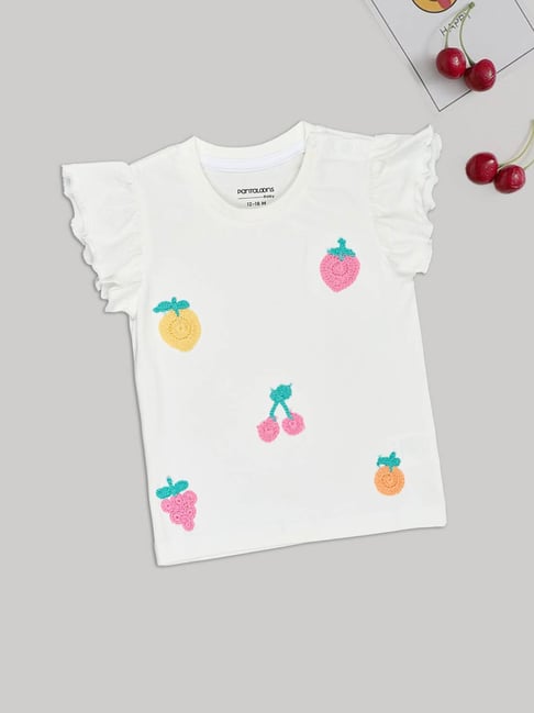 Pantaloons Baby Girls Snow White Embroidery T-Shirt
